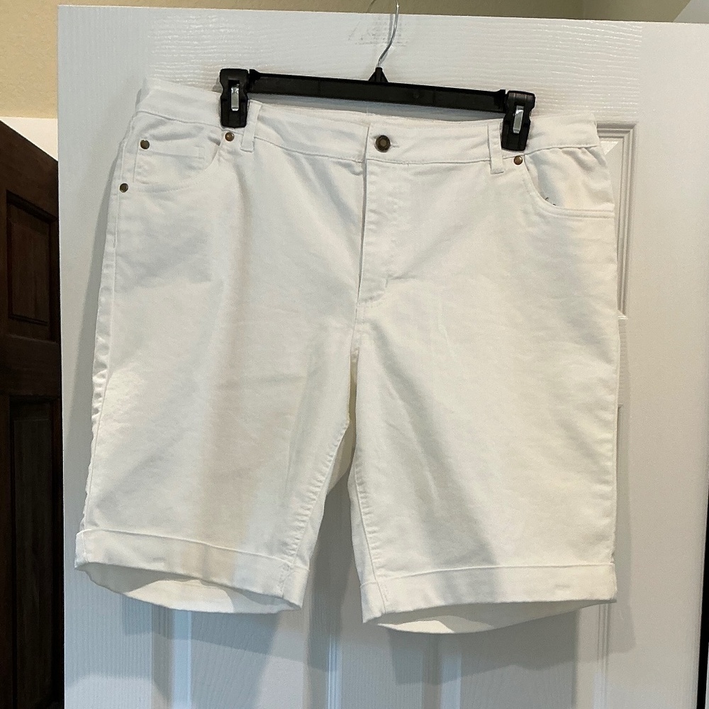 NWOT Woman Within White Denim Bermuda Shorts 18w